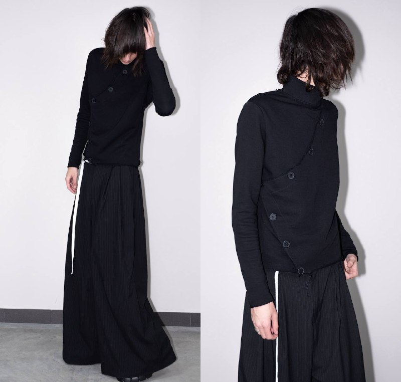 BUTTONS SWEATER / WIDE PANTS